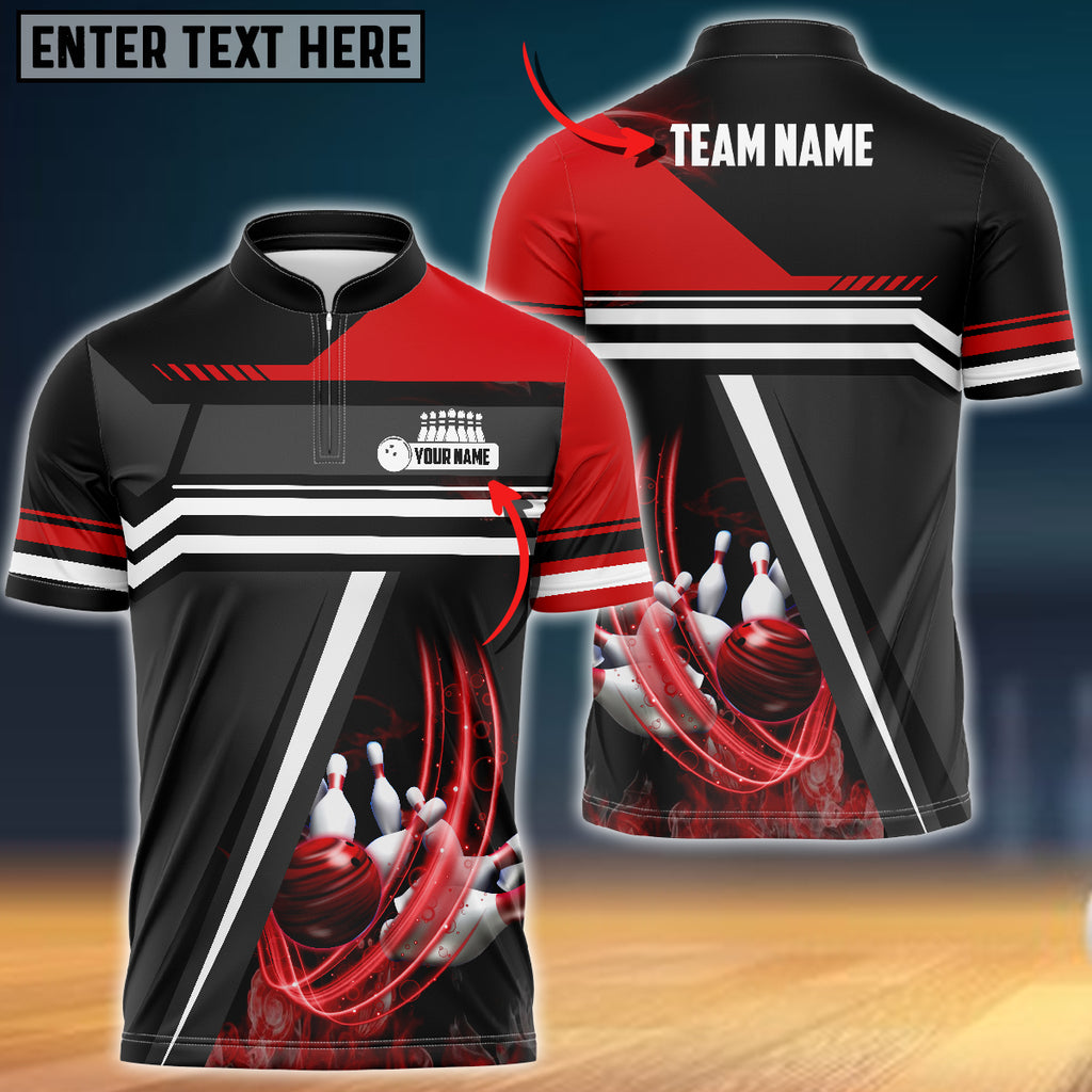 Bowling And Pins Spinning Multicolor Option Customized Name 3D Bowling Jersey Shirt