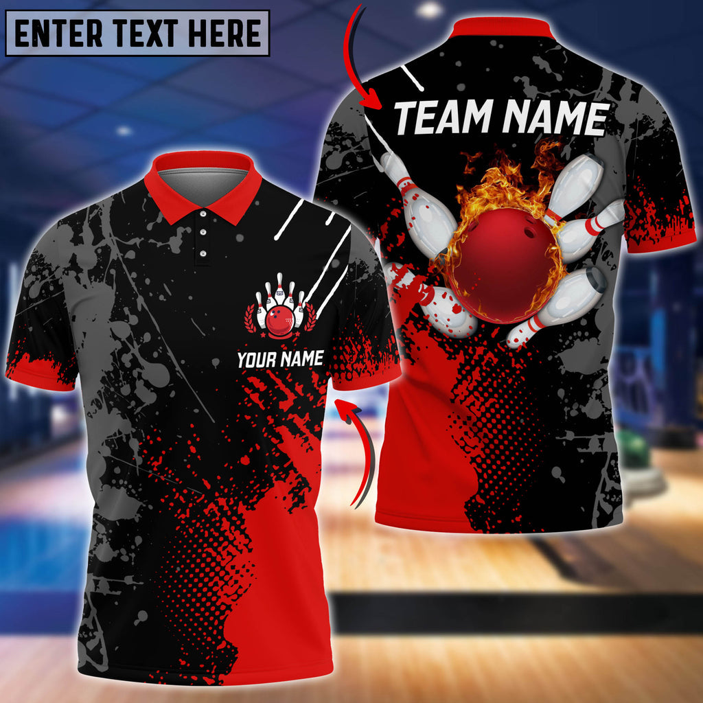 Fire Paint Bowling And Pins Multicolor Option Customized Name 3D Shirt