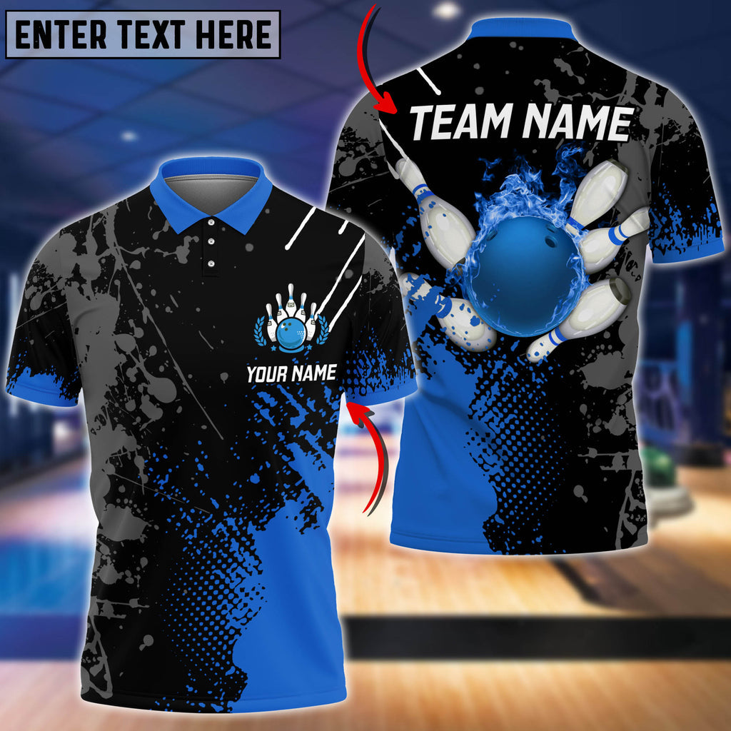 Fire Paint Bowling And Pins Multicolor Option Customized Name 3D Shirt