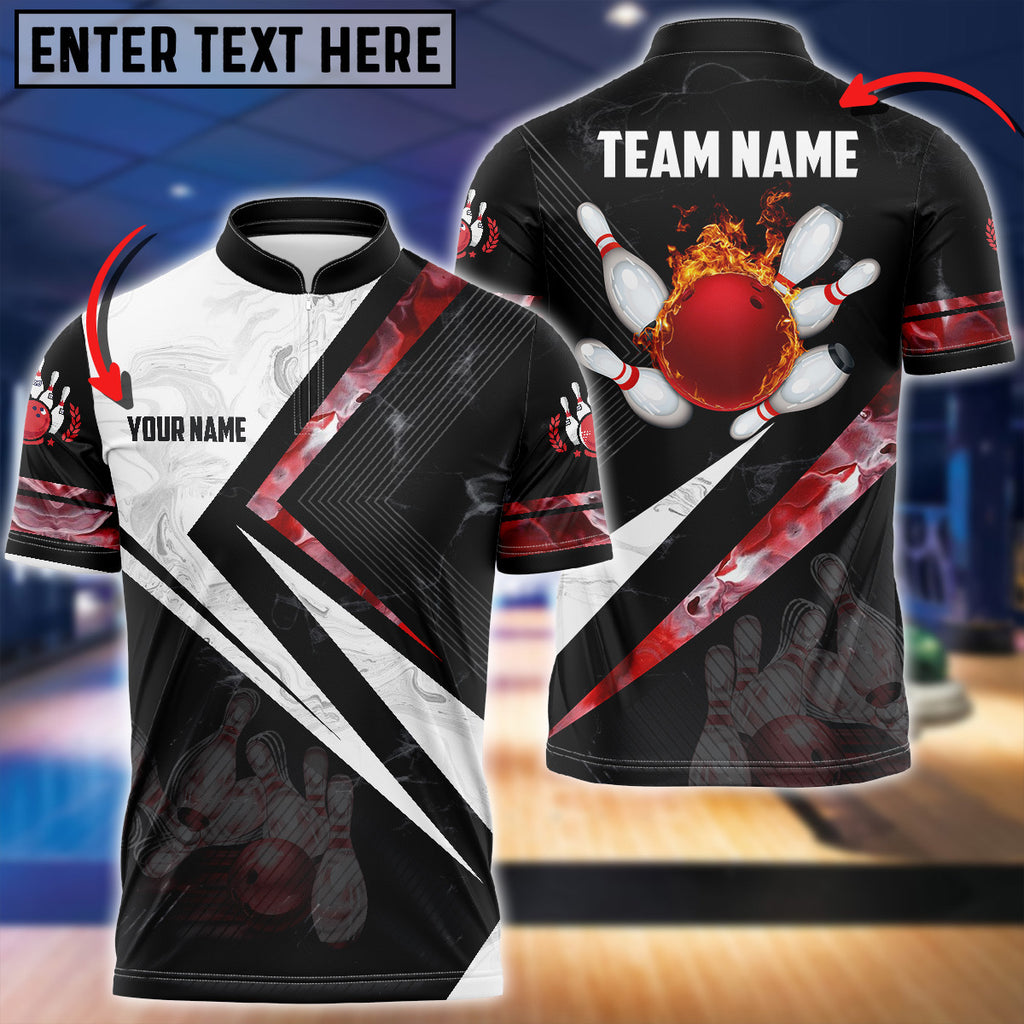 Smoky Flame Bowling And Pins Multicolor Option Customized Name 3D Bowling Jersey Shirt