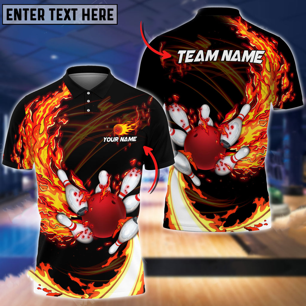 Breath Of Fire Bowling And Pins Multicolor Option Customized Name 3D Polo Shirt