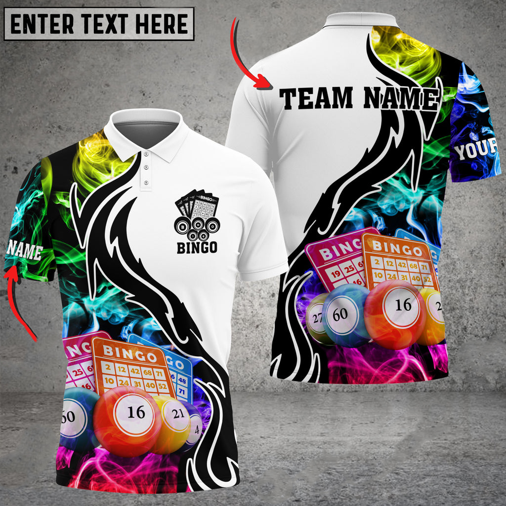 Coolspod Bingo Multicolor Smoke Pattern Customized Name 3D Polo Shirt/ Bowling Polo Shirt