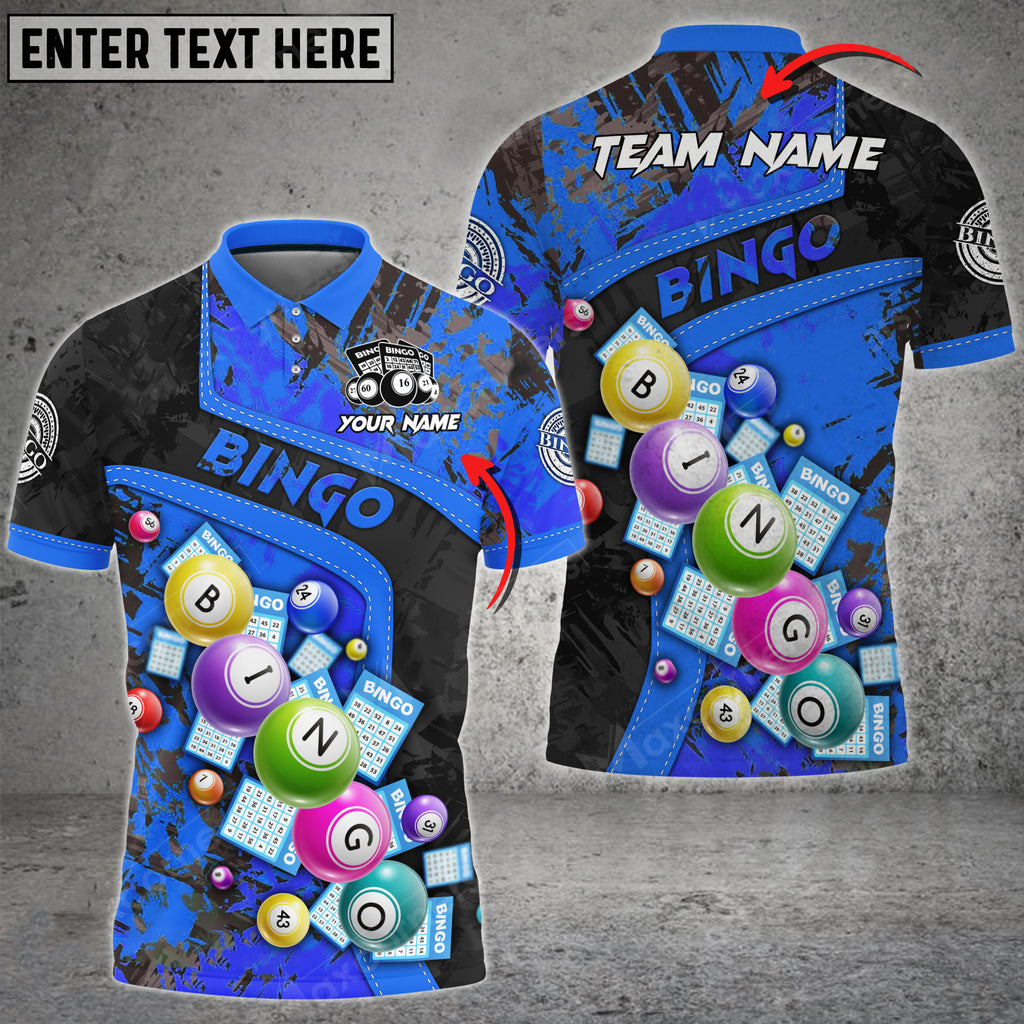 Personalized Bingo Grunge Texture Abstract Multicolor Option Customized Name 3D Polo Shirt/ Idea Gift for Bowler