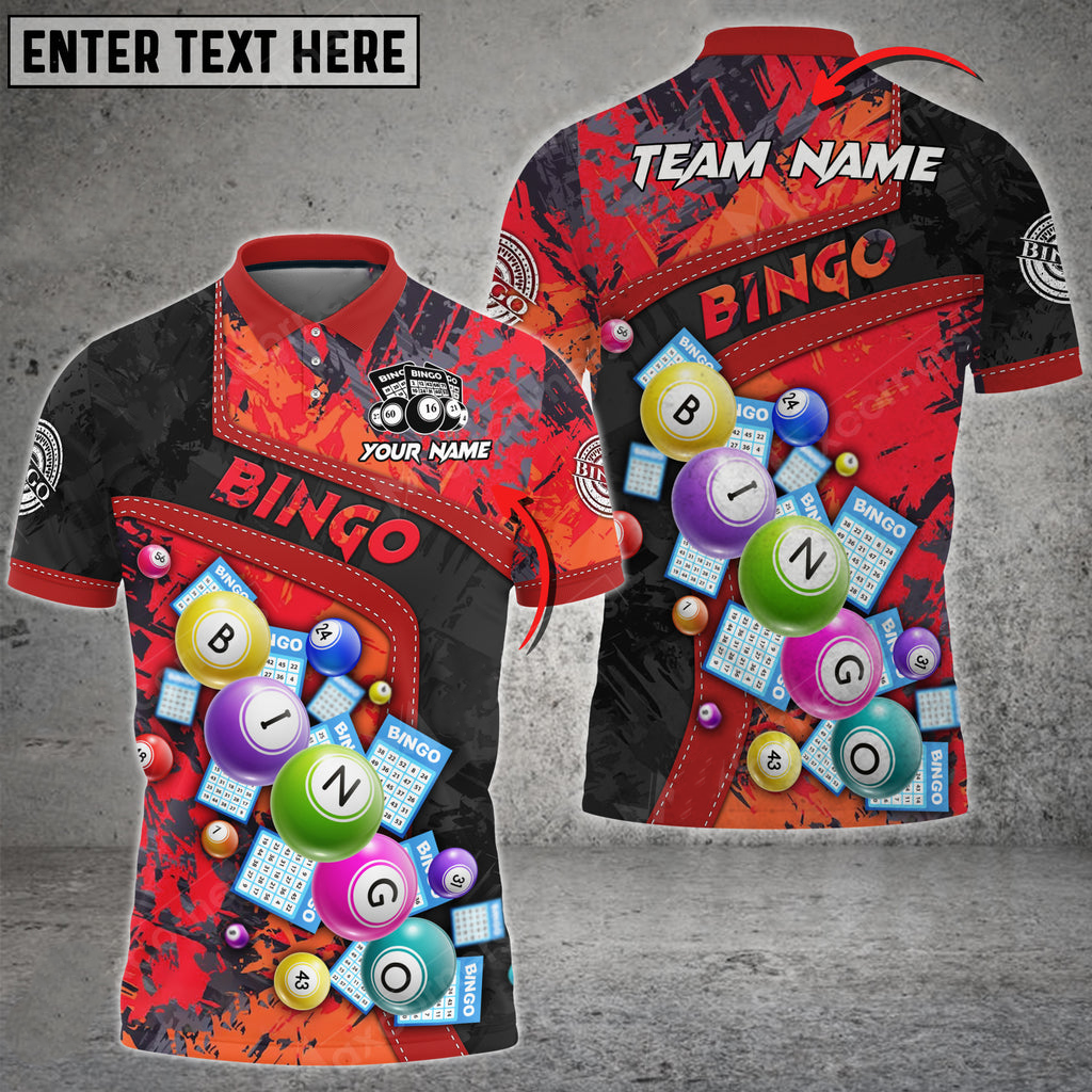 Personalized Bingo Grunge Texture Abstract Multicolor Option Customized Name 3D Polo Shirt/ Idea Gift for Bowler
