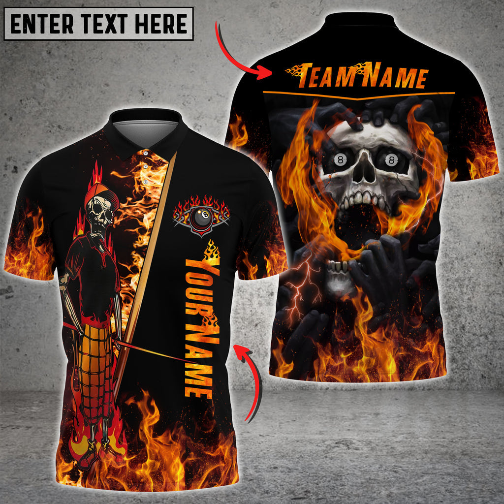 Billiards Fire Skull Personalized Name 3D Shirt