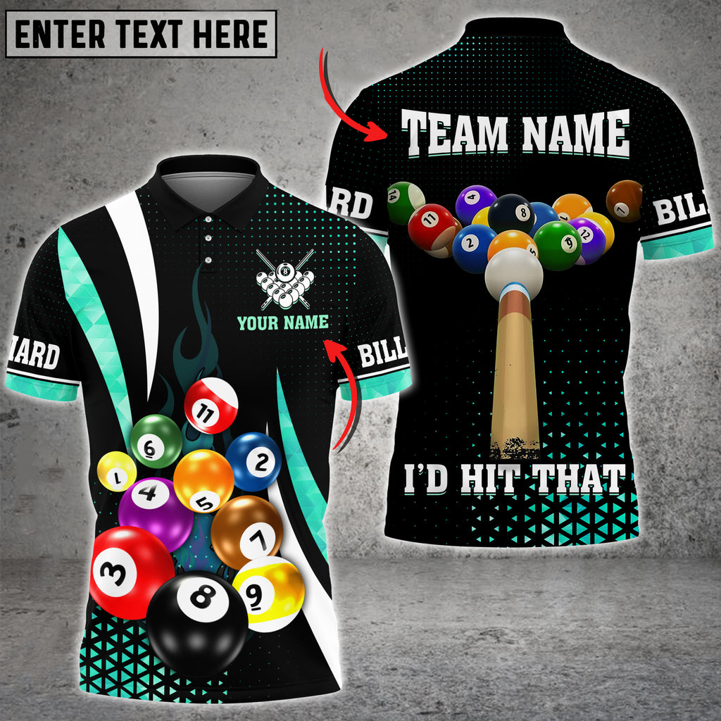 Coolspod Billiards I''d Hit That Multi Color Options Customized Name 3D Polo Shirt