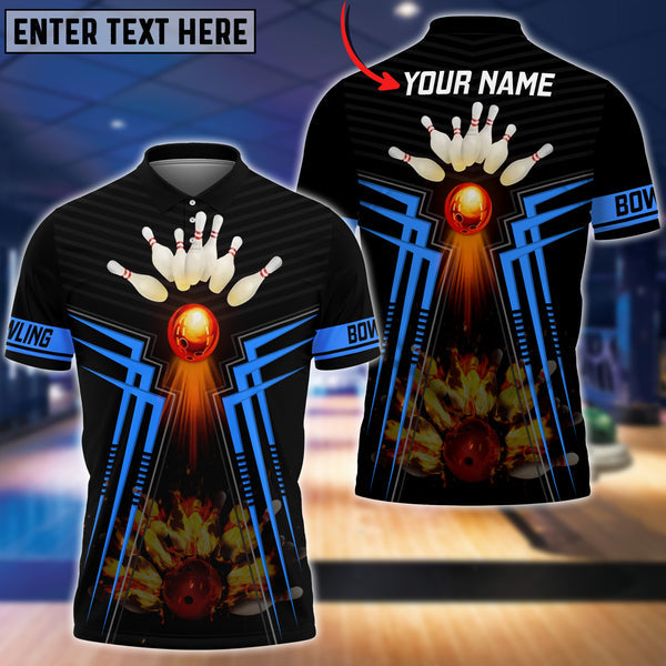 Bowling Ball And Pins Flame Premium Multicolor Option Customized Name 3D Shirt/ Perfect Gift for Bowler