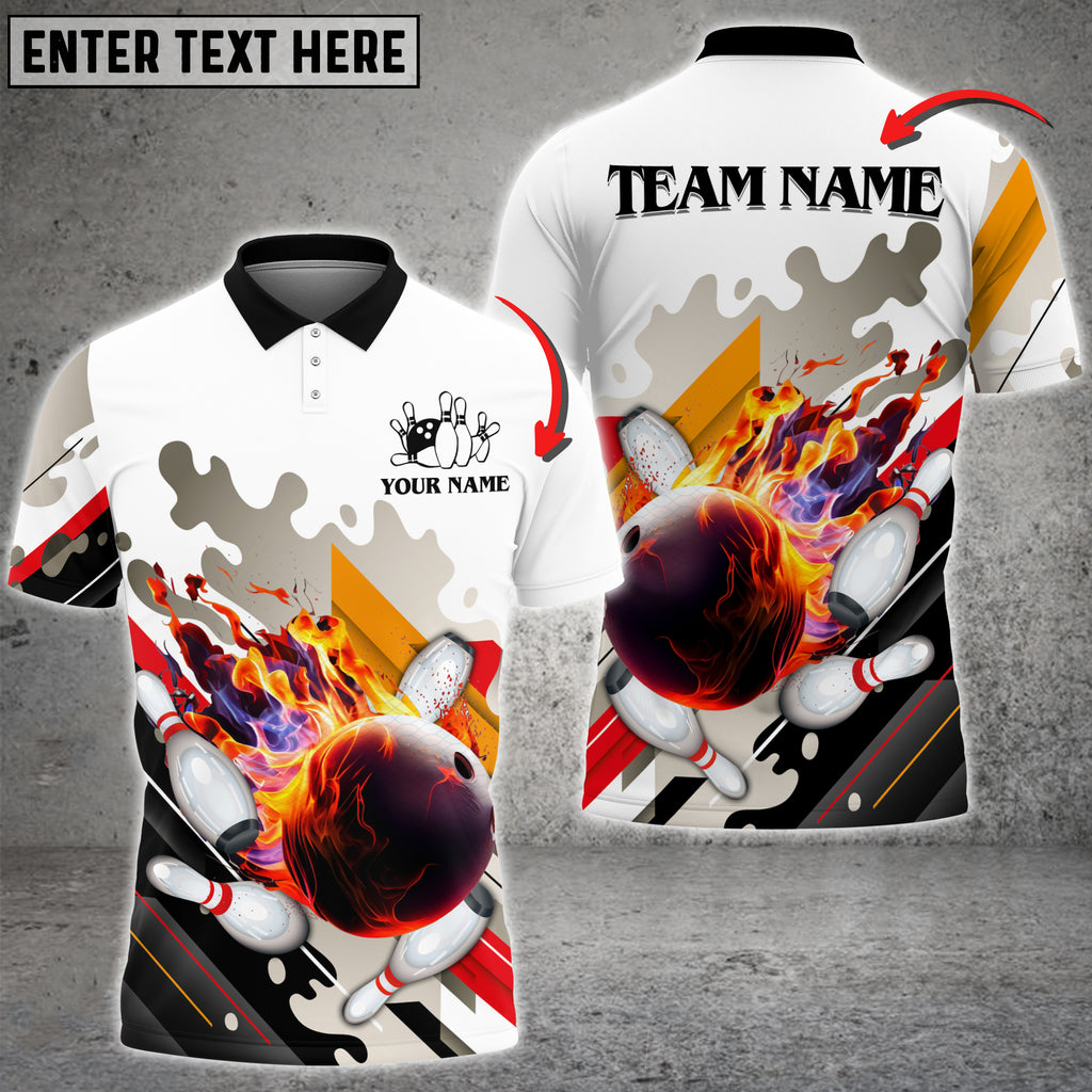 Bowling And Pins Water Color Pattern Customized Name 3D Polo Shirt/ Gift for Bowler