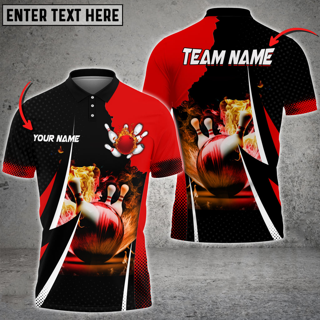 Personalized Bowling And Pins Heavenly Pyro Multicolor Option Customized Name 3D Polo Shirt for Bowler