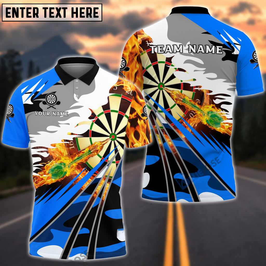 Personalized Name Team Dart Board Fire Splash Polo Shirt/ Idea Gift for Dart Players