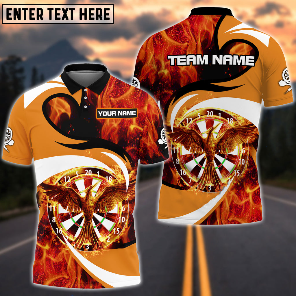 Coolspod Phoenix Fire Multicolir Personalized Name Team 3D Polo Shirt/ Gift for Dart Players