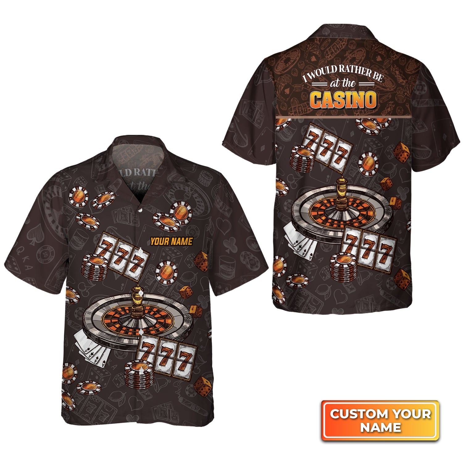 I Would Rather Be at the Casino Personalized Name 3D Hawaiian Shirt For Poker Players