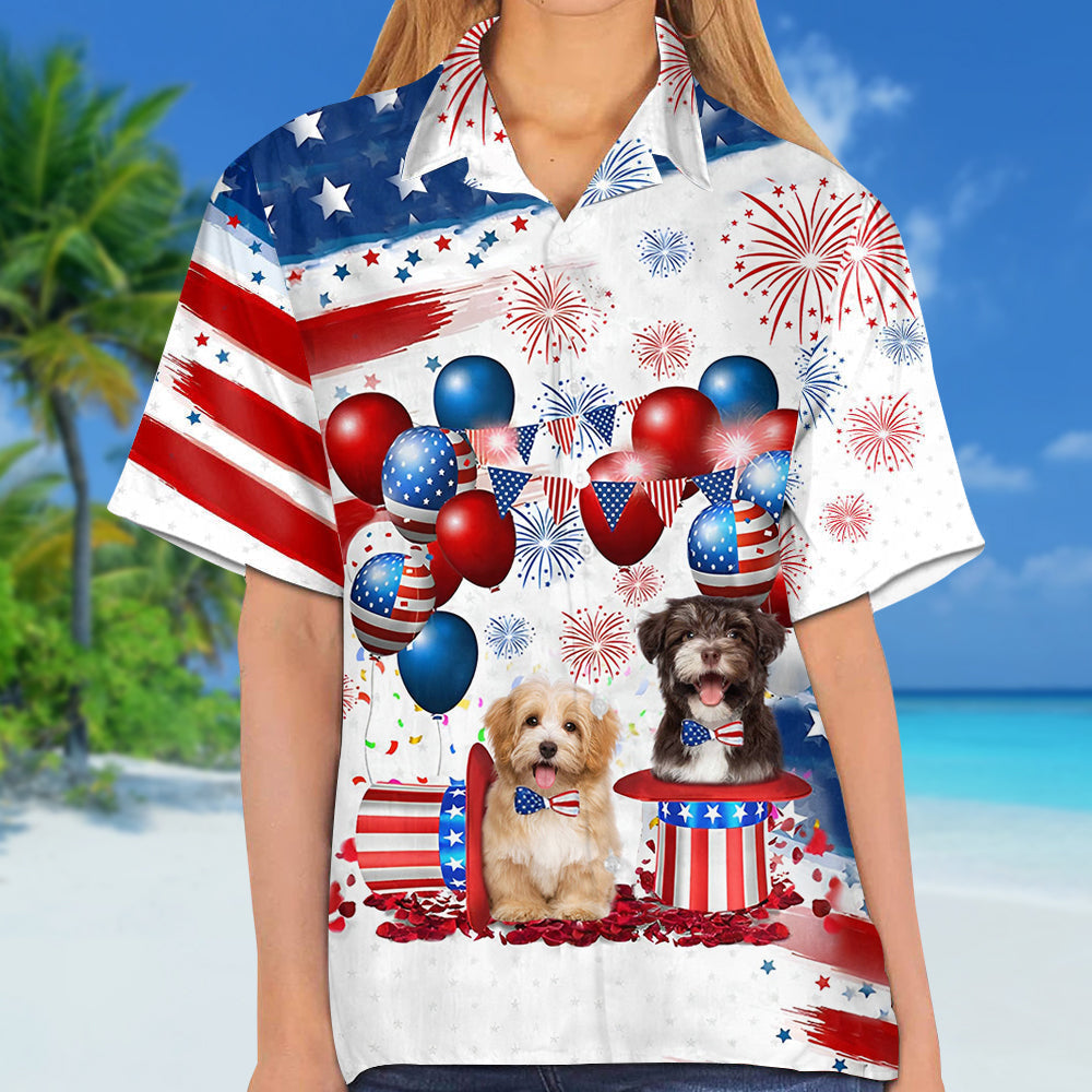 Havanese Independence Day Hawaiian Shirt/ Dog Hawaii Beach Shirt Short Sleeve For 4Th Of July