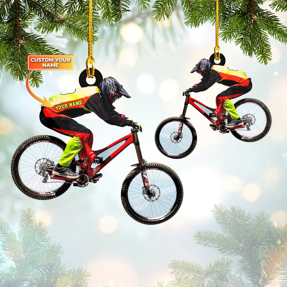 Custom Shaped Mountain Biking Flat Ornament - Christmas Home Decor Gift for Bikers