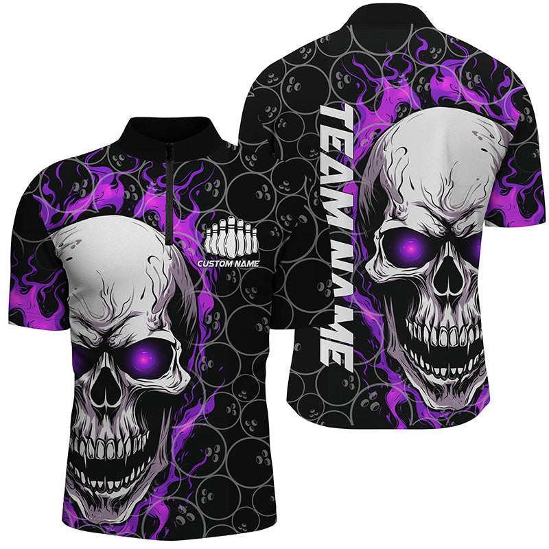 Personalized Skull Bowling Shirt For Men Custom Team
