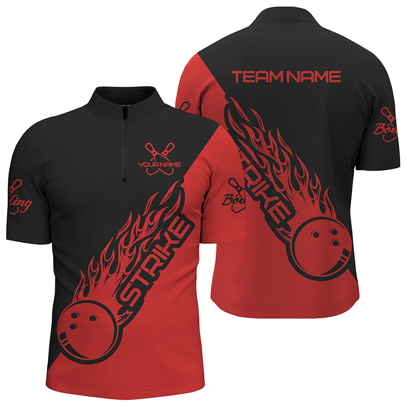 Bowling strike polo Shirt For Men/ Custom 3D Bowling Jersey Zipper Bowling Team League Shirt