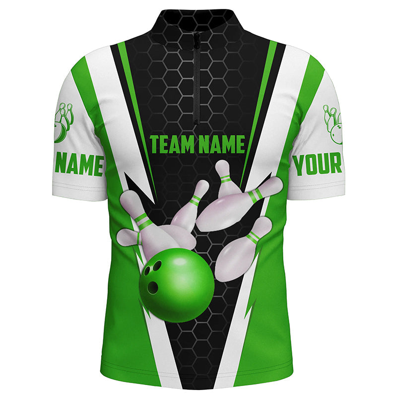 Bowling Shirts For Men Custom Name And Team Name Strike Bowling Ball And Pins/ Team Bowling Shirts