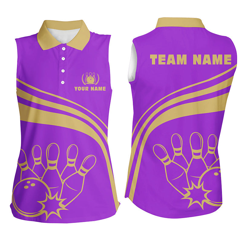 Personalized Bowling Sleeveless Polo Shirts For Women Bowling Shirts Team Bowl/ Idea Gift for Bowling Lover