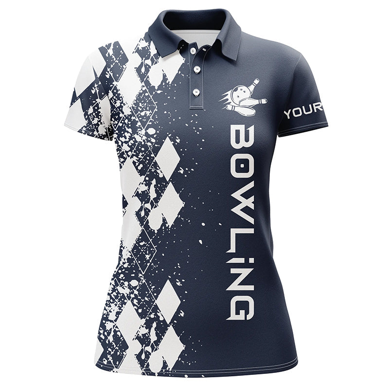 Womens Bowling Shirts Sleeveless Polo Custom Navy Bowling Shirts For Women Personalized Bowling Gift