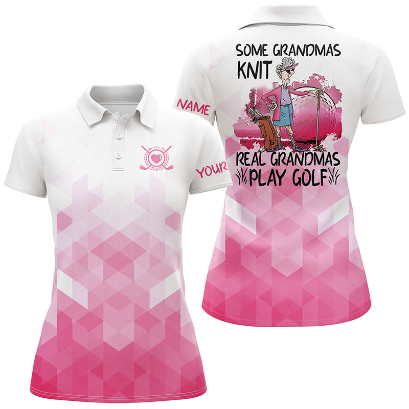 Funny Women Sleeveless Polo Shirts Custom Name Some Grandmas Knit Real Grandmas Play Golf
