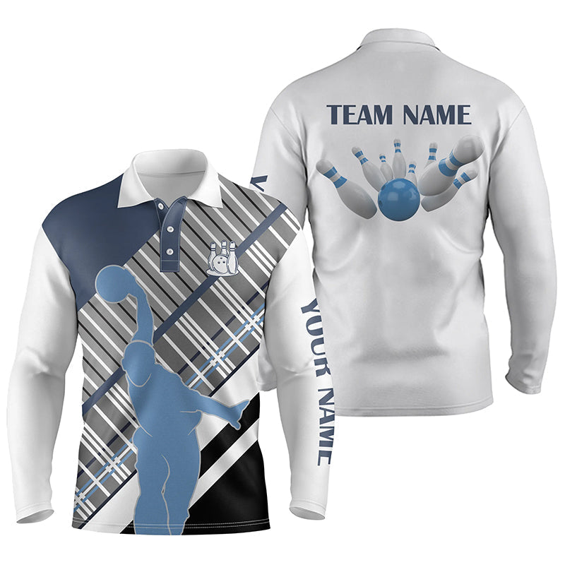 Men''s Bowling Sleeve Polo Shirt Custom Name Team Men Bowlers Jersey/ Bowling Gift For Men