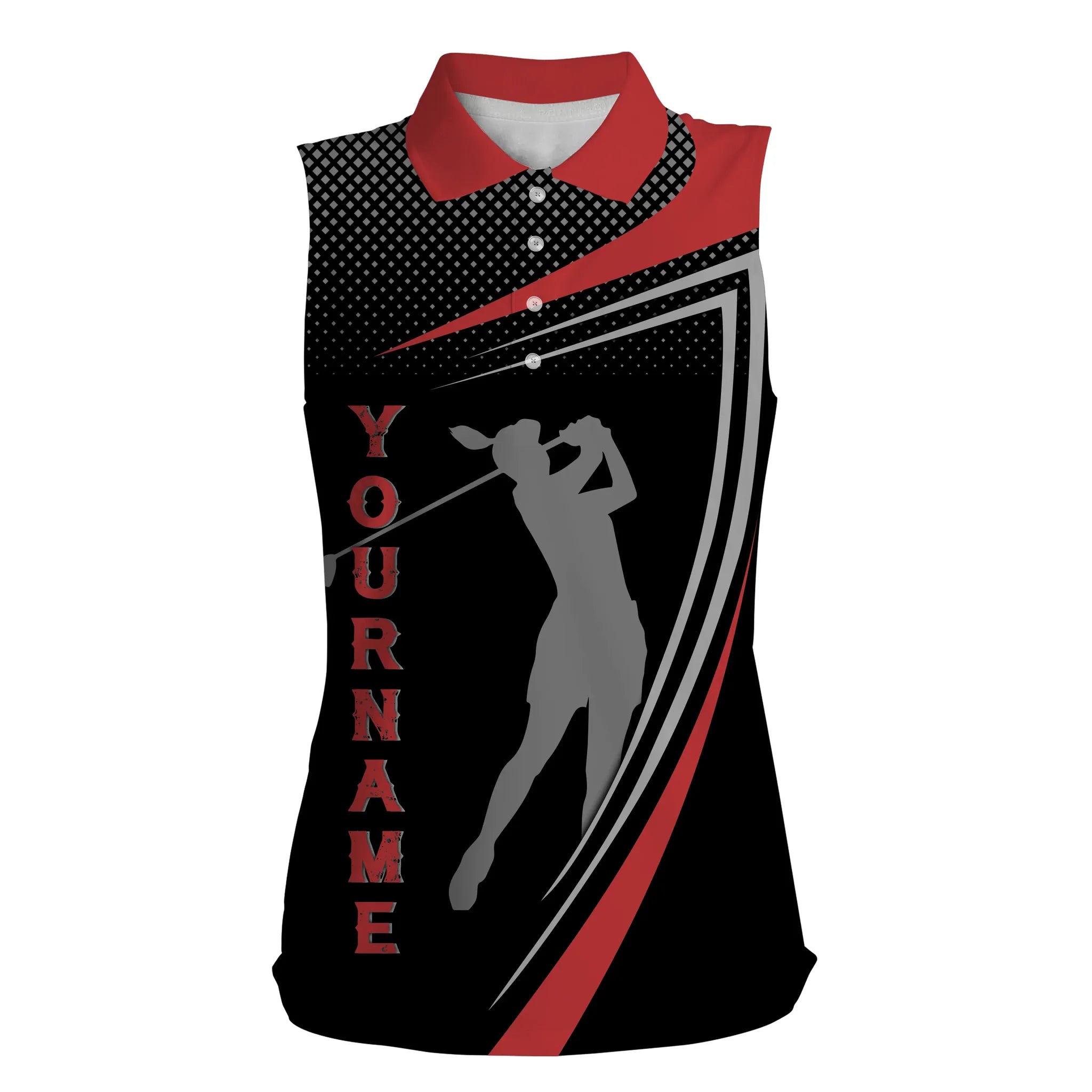 Personalized red and black sports golf custom sleeveless polo shirt/ best golf shirt for women