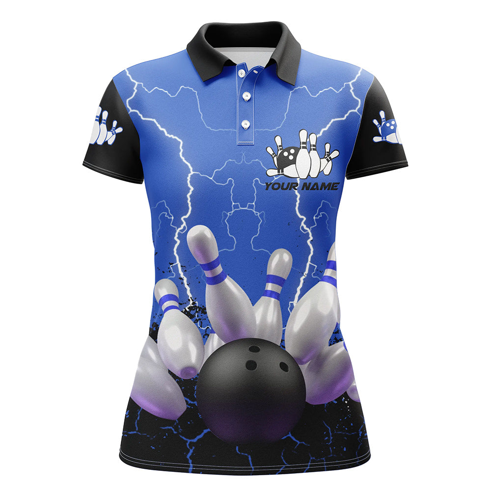 Blue Lightning Women Bowling Sleeveless Polo Shirts/ Personalized Team Bowling Female Bowling Uniform