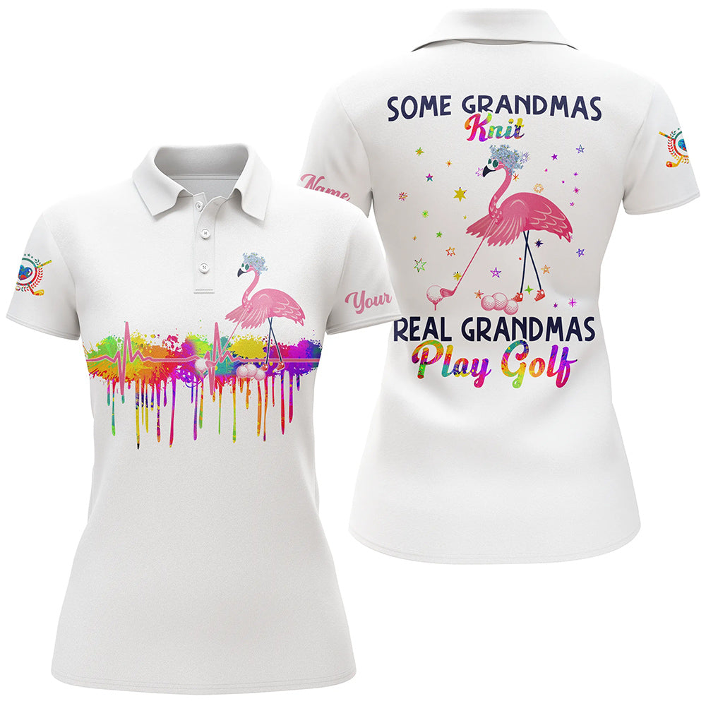 Women sleeveless polo shirt custom some grandmas knit real grandmas play golf flamingo grandmas golfer