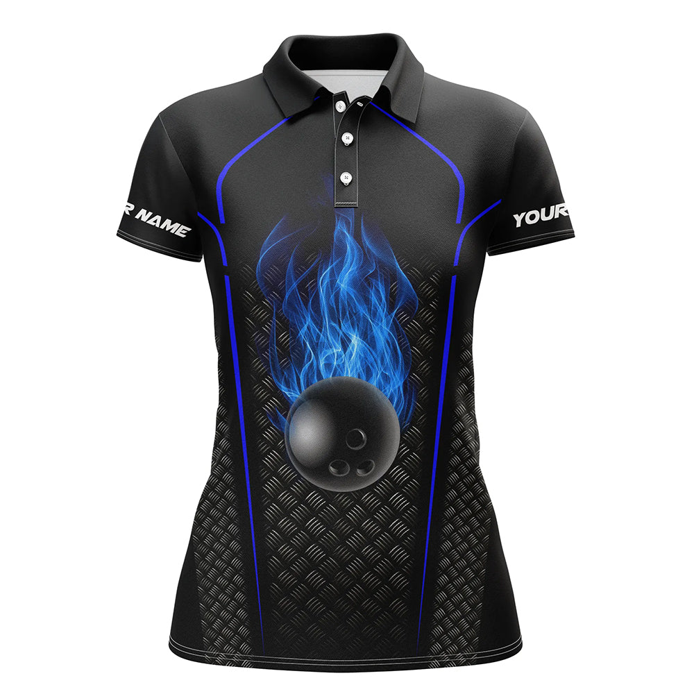 Bowling Shirt For Women Custom Sleeveless Polo Bowling 3D Bowling Team Shirt For Women Blue
