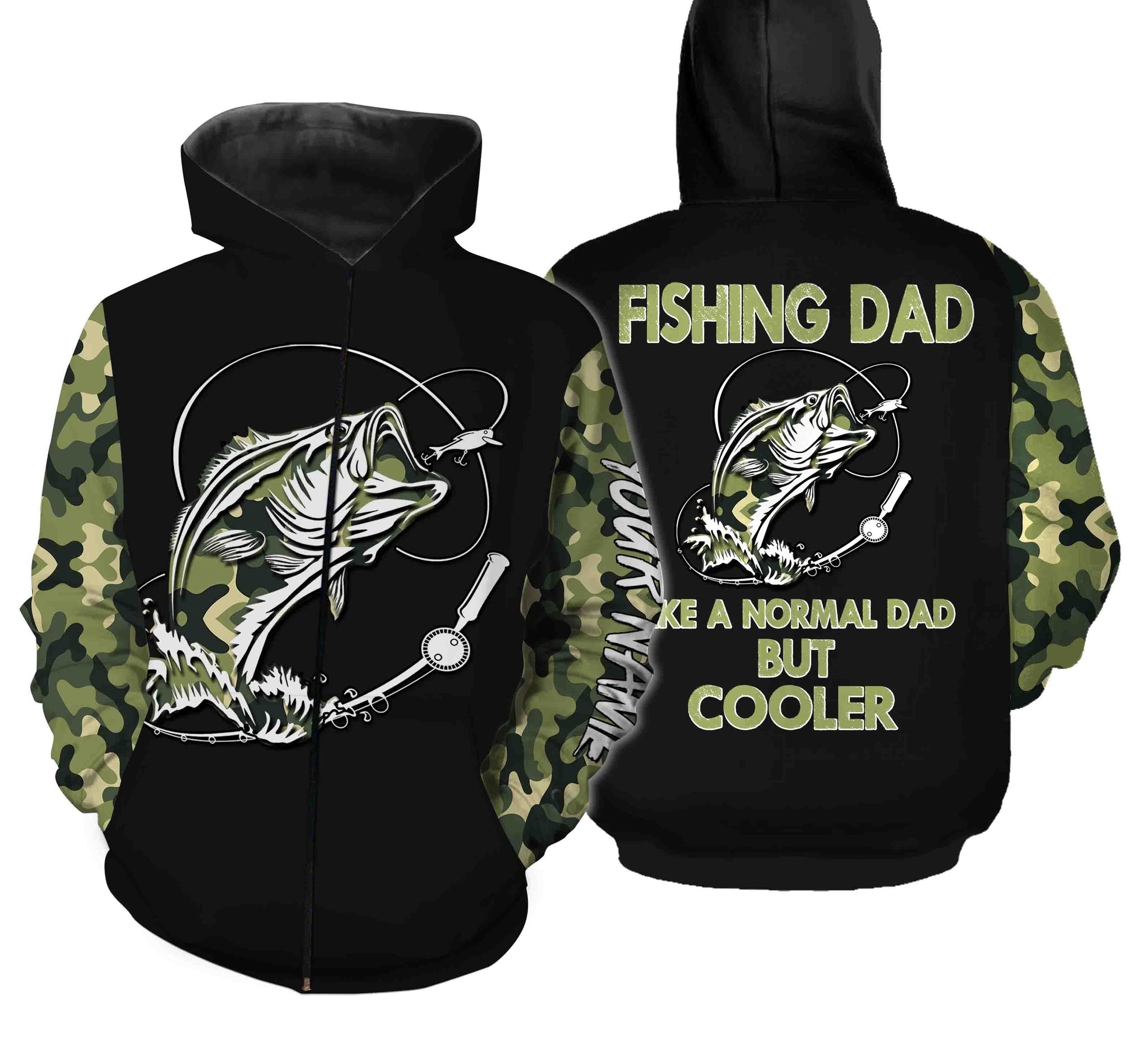 Bass Fishing Dad Like A Normal Dad But Cooler Customize Name 3D All Over Printed Shirts Personalized Gift For Father