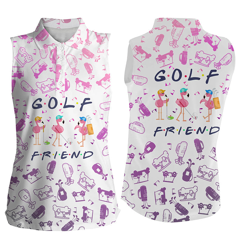 Funny Women sleeveless golf polo shirt gradient neon icons small gang golf friends golf team shirts