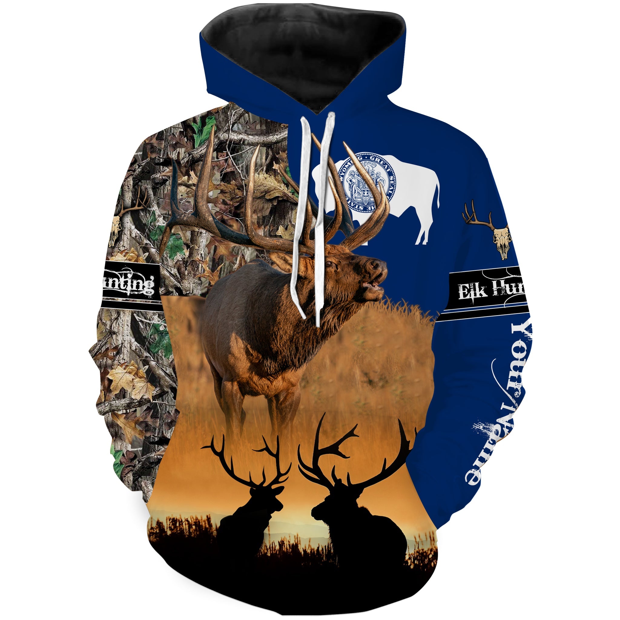 Wyoming Wy Elk Hunting Camo Custom Name 3D Hunting Apparel/ Personalized Hunting Gift For Hunters