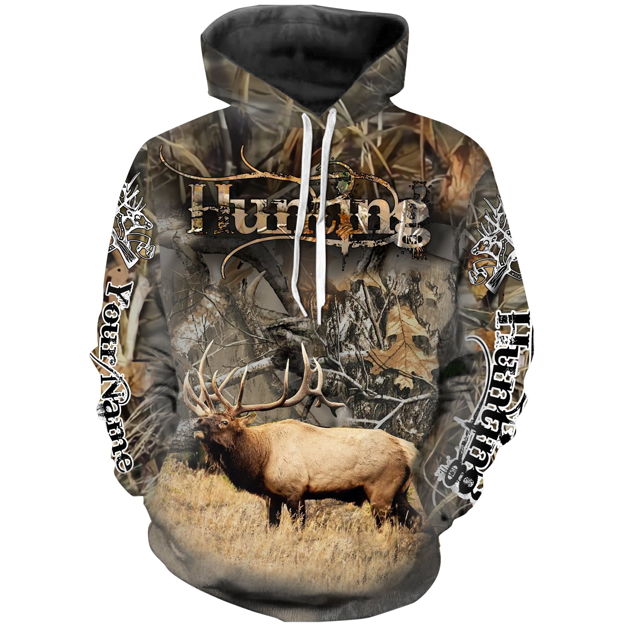 Elk Hunting Camo Custom Name 3D Full Printing Shirts/ Hoodie - Personalized Hunting Gifts