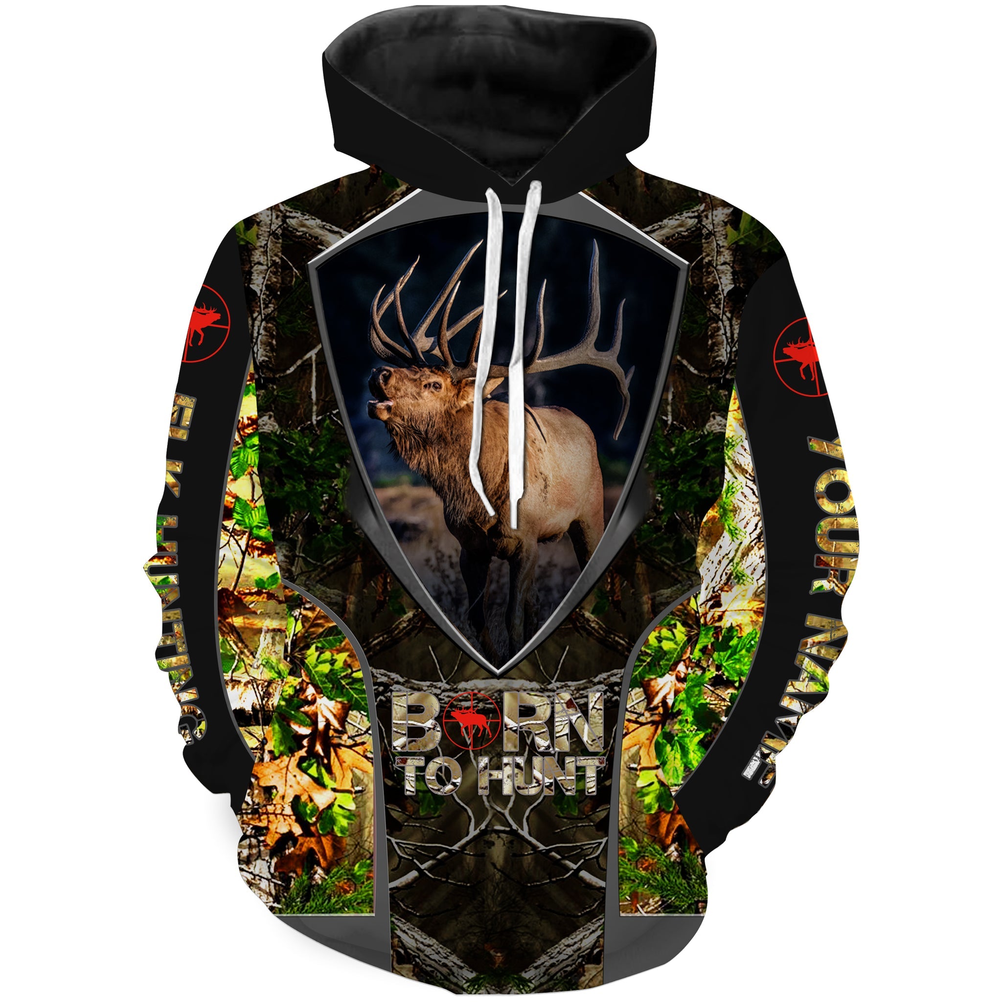 &quotBorn to Hunt" Elk Hunting Camo Custom name 3D All over Print Shirts/ Personalized Elk Hunters Gifts