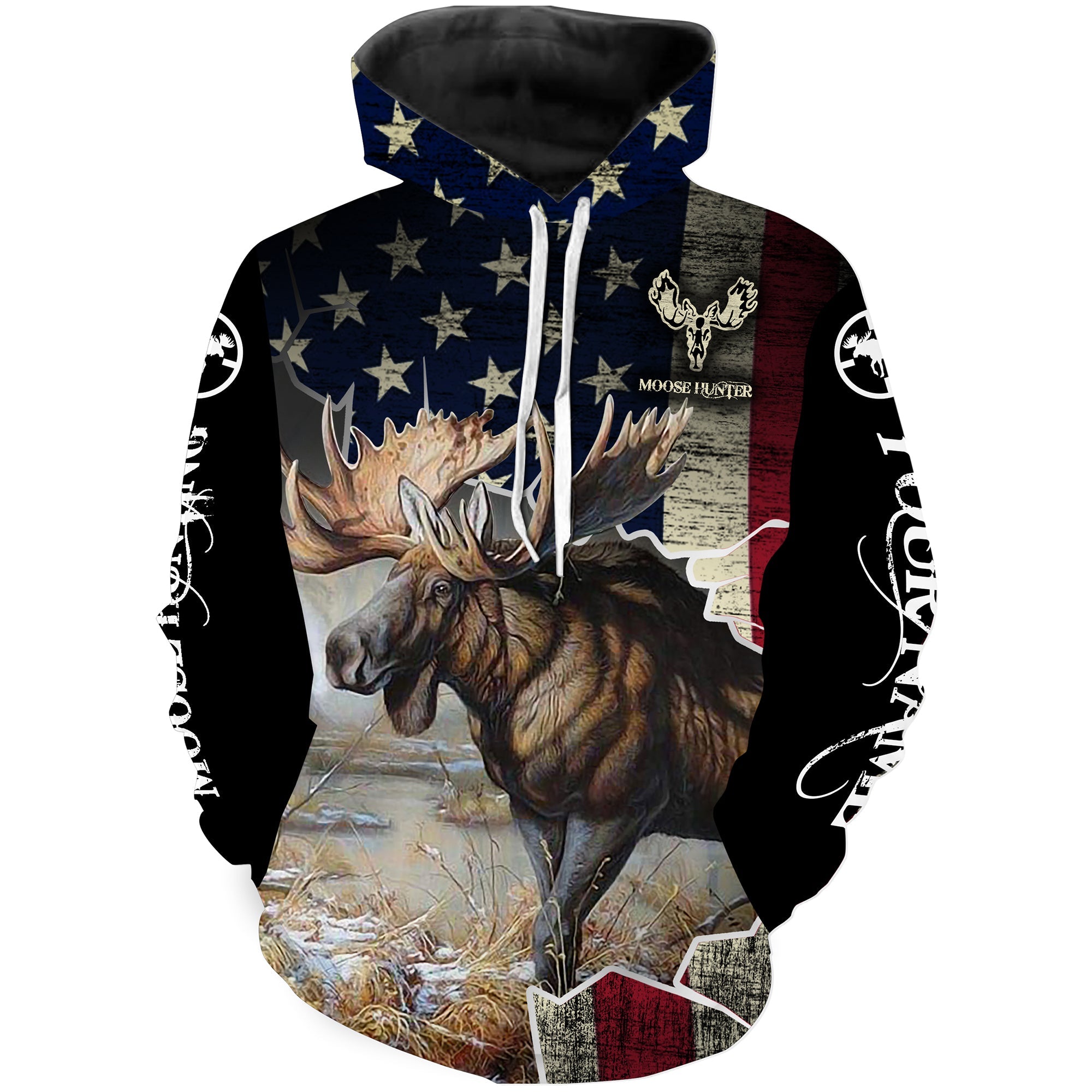 Us Moose Hunting Shirt American Flag Camo Custom Name Full Printing Shirt Personalized Moose Hunter Gifts
