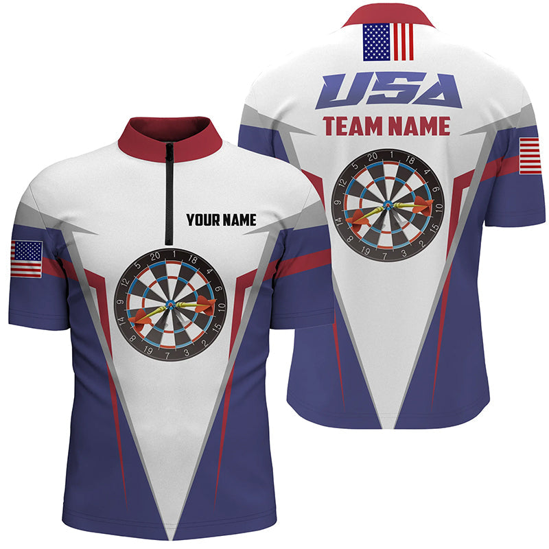 American Flag Darts Quarter Zip Shirt Custom Us Patriotic Darts Shirts For Men Dart Jersey