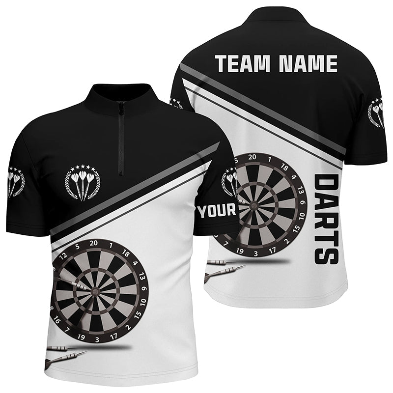 Black And White Darts Quarter Zip Shirt Customized Darts Shirts For Men Dart Jersey