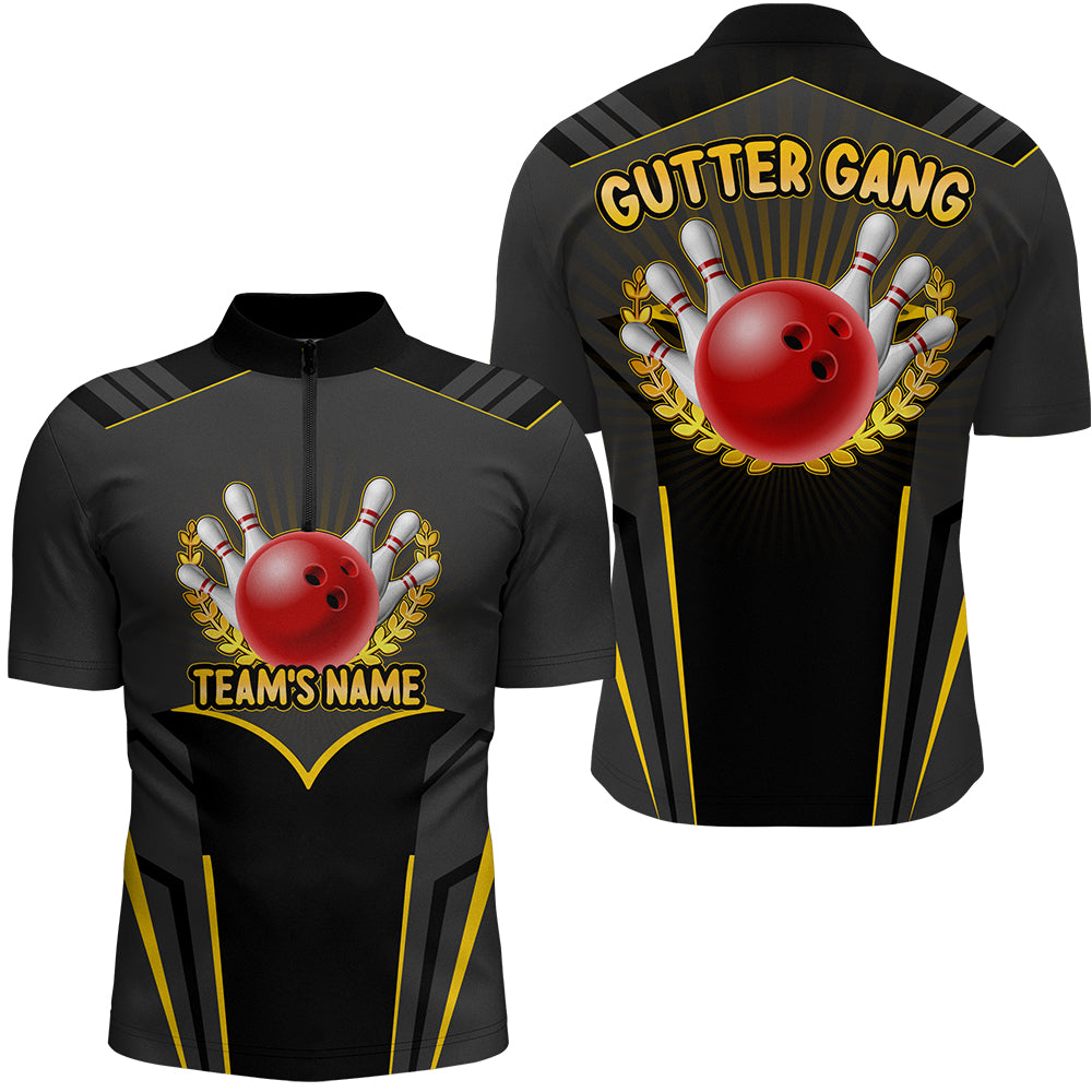Gutter Gang Funny Bowling Shirt for Men Custom Bowling Jersey for Team 3D Print Bowling Quarter-Zip