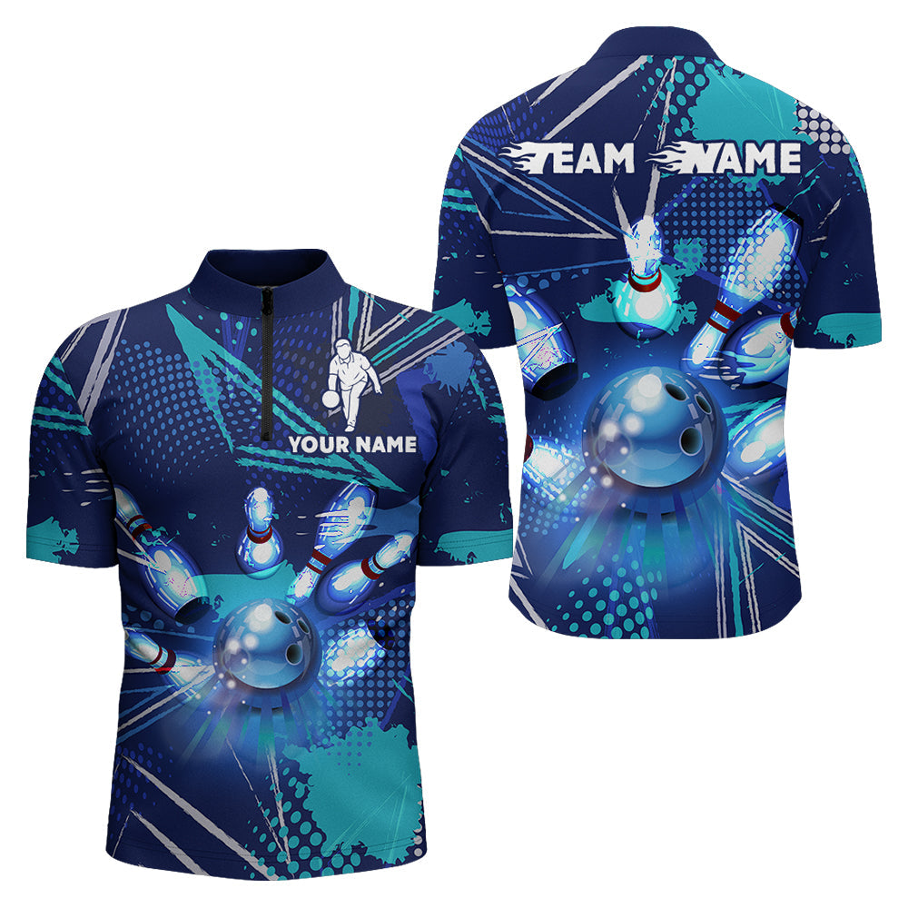 Bowling Shirt For men custom Quarter Zip Bowling Jersey 3D Bowling Multi Color Team Shirt For men