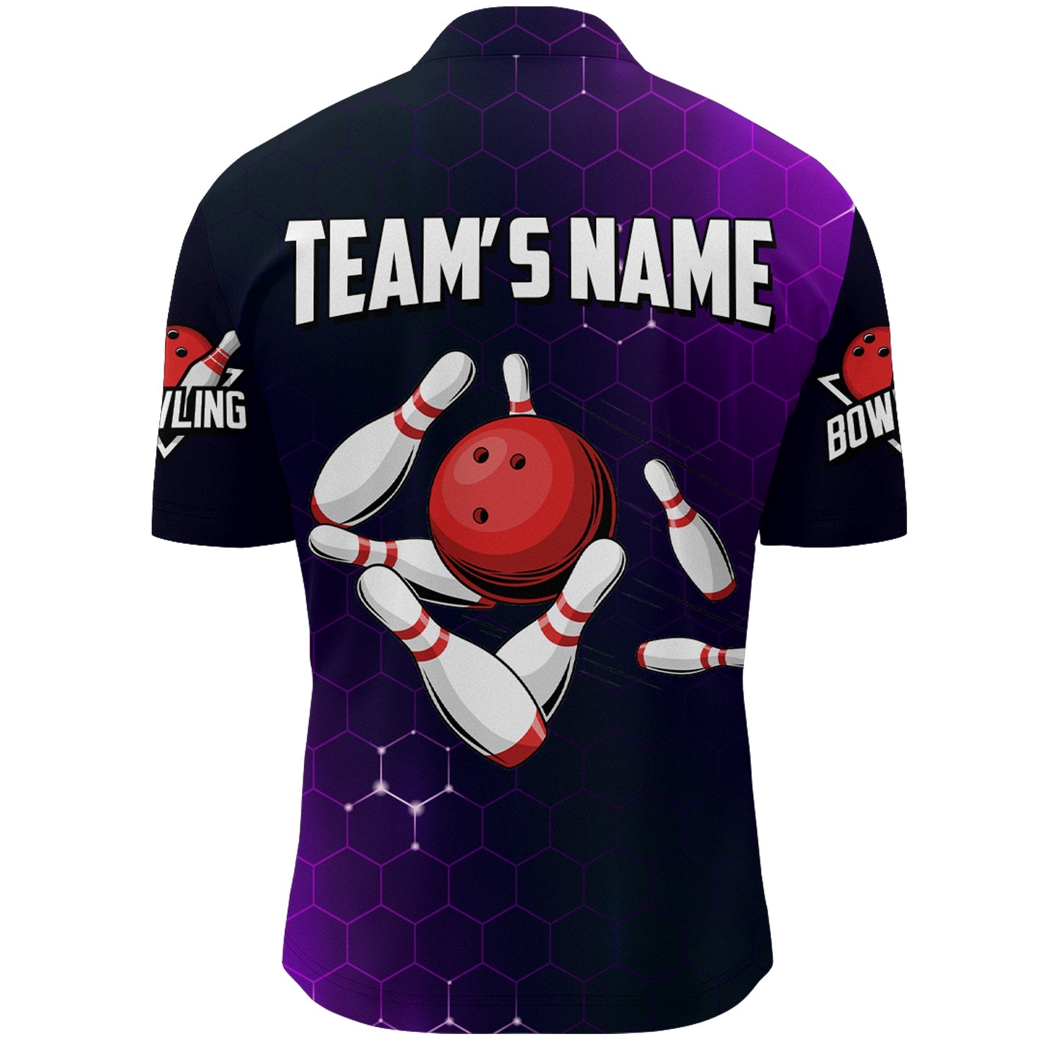 Purple Bowling Quarter-Zip Shirt for Men Custom Bowling Jersey Bowling Team League Shirt