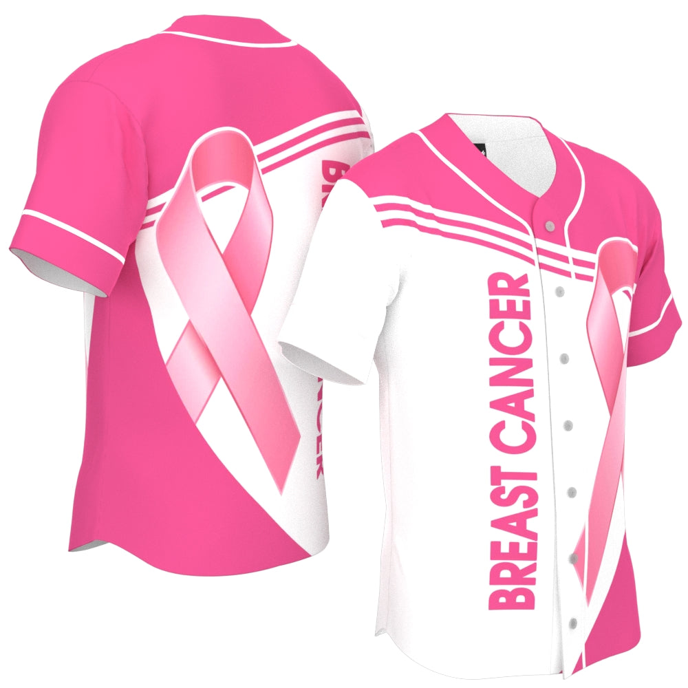 Breast Cancer Awareness Pink Ribbon Baseball Jersey/ Gift For Breast Cancer Survivor