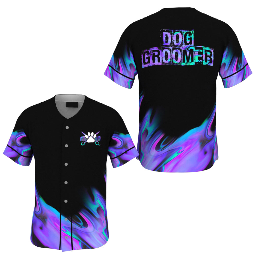 Dog Groomer Blue Purple Baseball Jersey/ Groom Salon Uniform