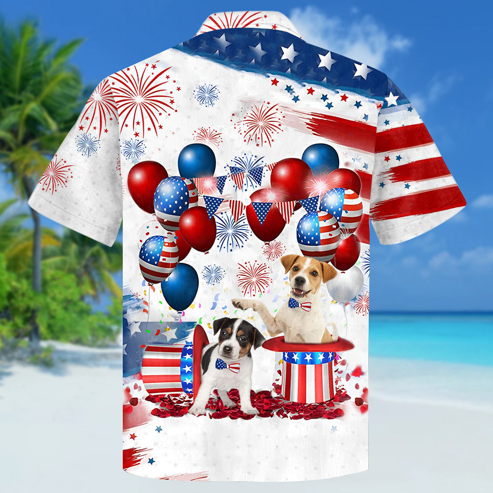 Jack Russell Terrier Independence Day Hawaiian Shirt/ Dog Hawaii Beach Shirt Short Sleeve For 4Th Of July