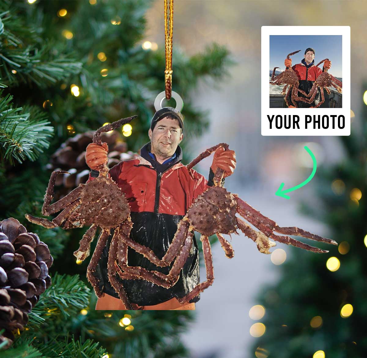 Personalized Photo Acrylic Ornament – Gift For King Crab Lover