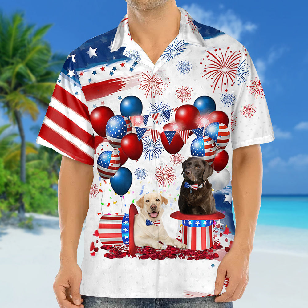 Labrador Retriever Independence Day Hawaiian Shirt/ Dog Hawaii Beach Shirt Short Sleeve For 4Th Of July