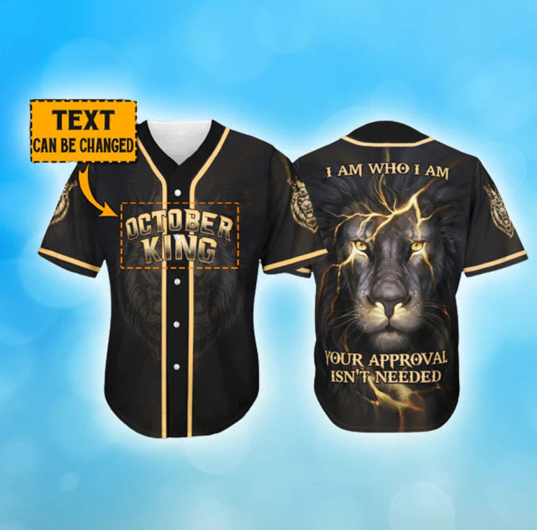 Lion Baseball Jersey - Who I Am Custom Printed 3D Baseball Jersey Shirt For Men and Women