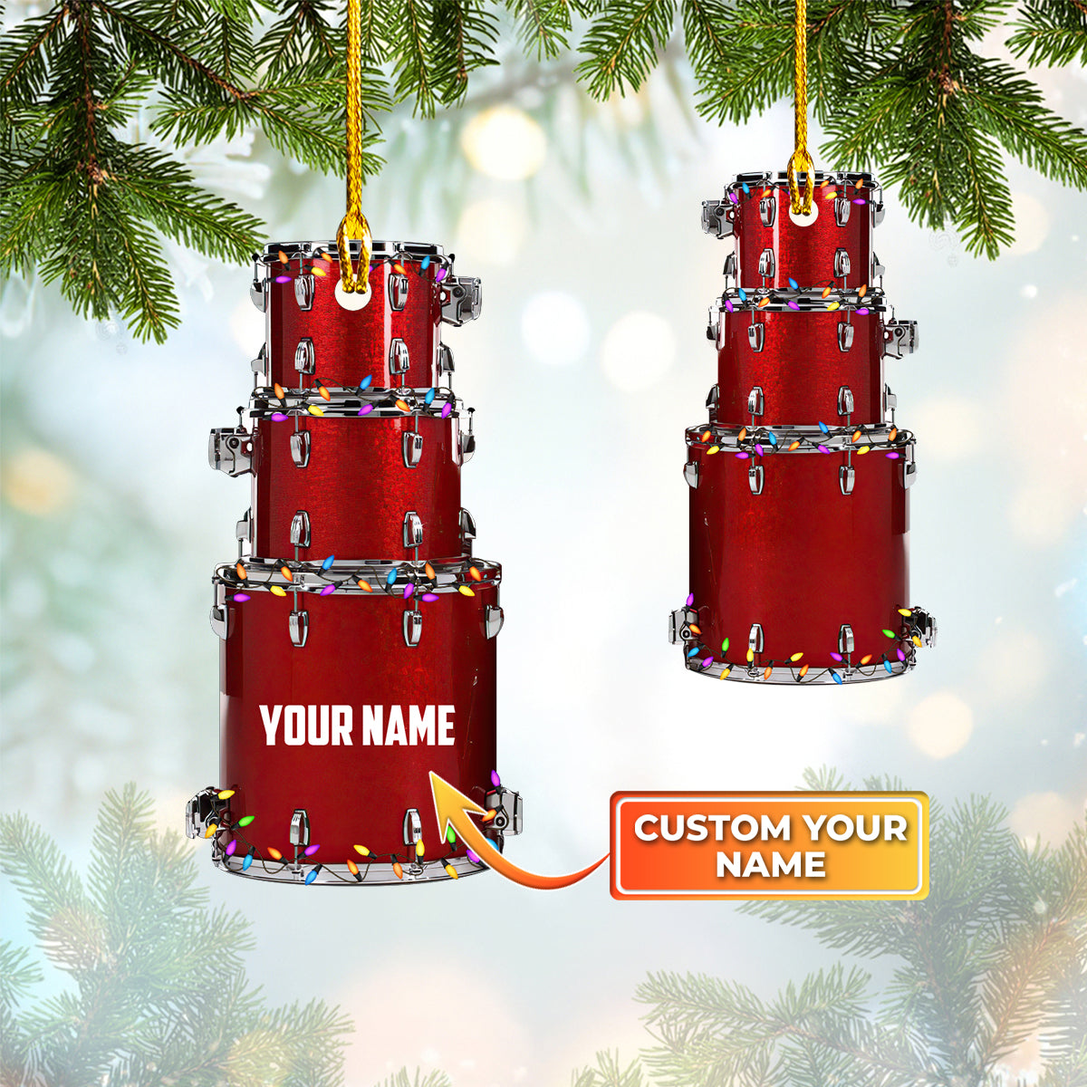Personalized Name Drum Shaped Ornament/ Drummer/ Christmas Drum Set Shaped Ornament