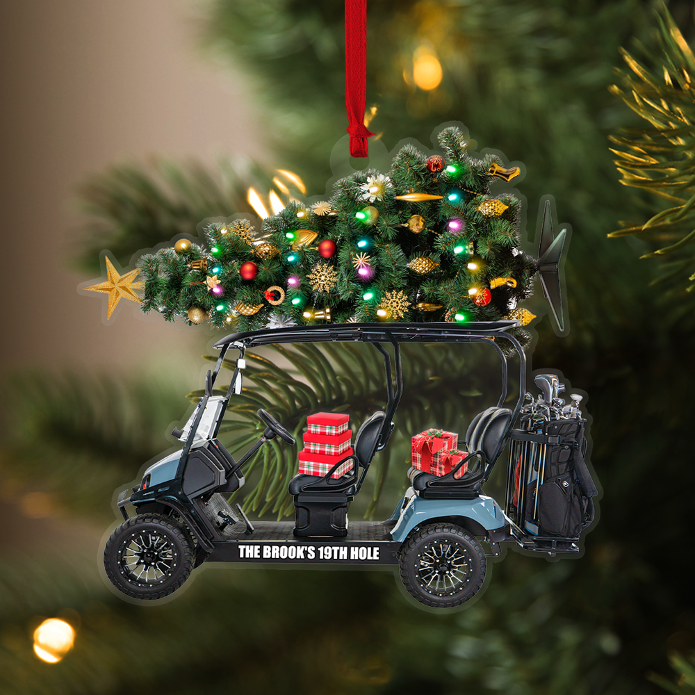 Golf Cart Family/ Personalized Acrylic Ornament/ Golf Cart Ornament for Golf Player