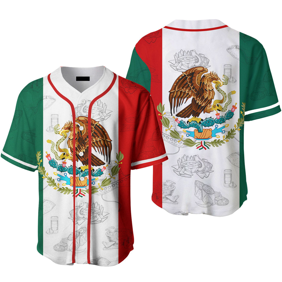 Mexican Mexico Flag Baseball Jerseys For Men & Women/ Flag Mexico Shirt