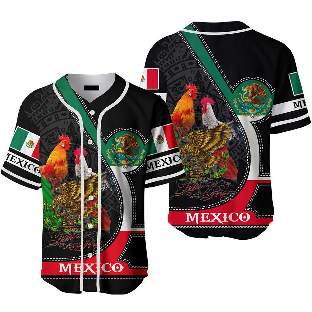Rooster Mexico Flag Baseball Jerseys For Men & Women/ Gift For Mexicans/ Mexico Lovers
